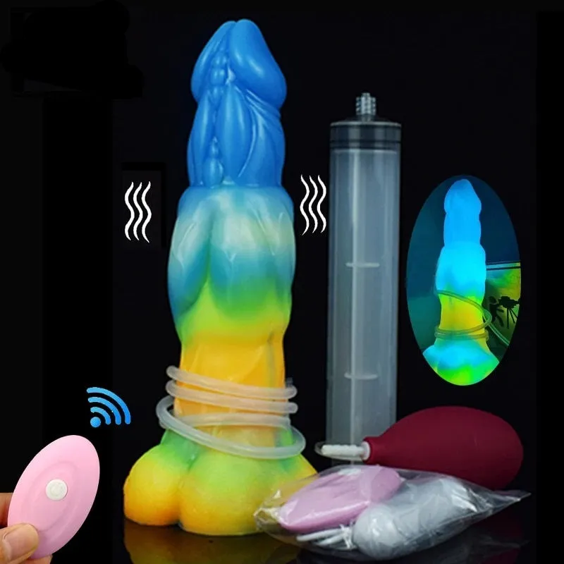 👹 9-Inch ACASTUS - Ejaculating Monster Vibrator with Luminous Effect