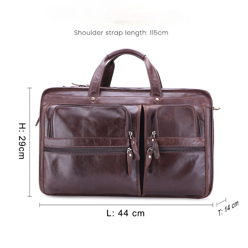 17" Leather Large Storage Laptop Bag J6489