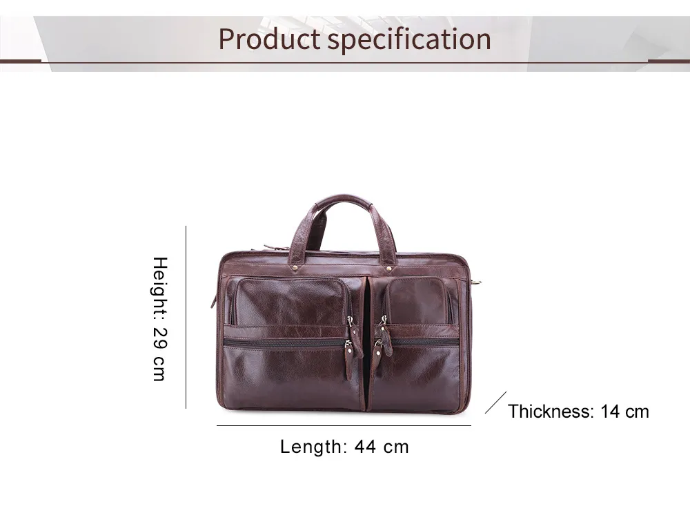 17" Leather Large Storage Laptop Bag J6489