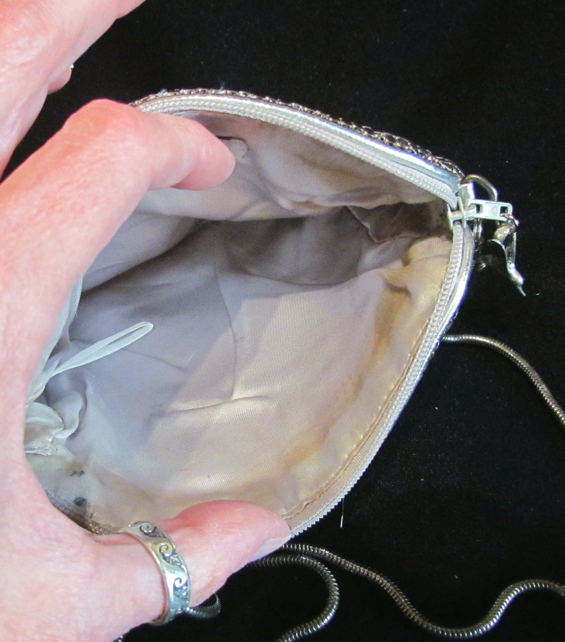 1950s Silver Mesh Purse Whiting Davis Shoulder Bag Clutch Purse