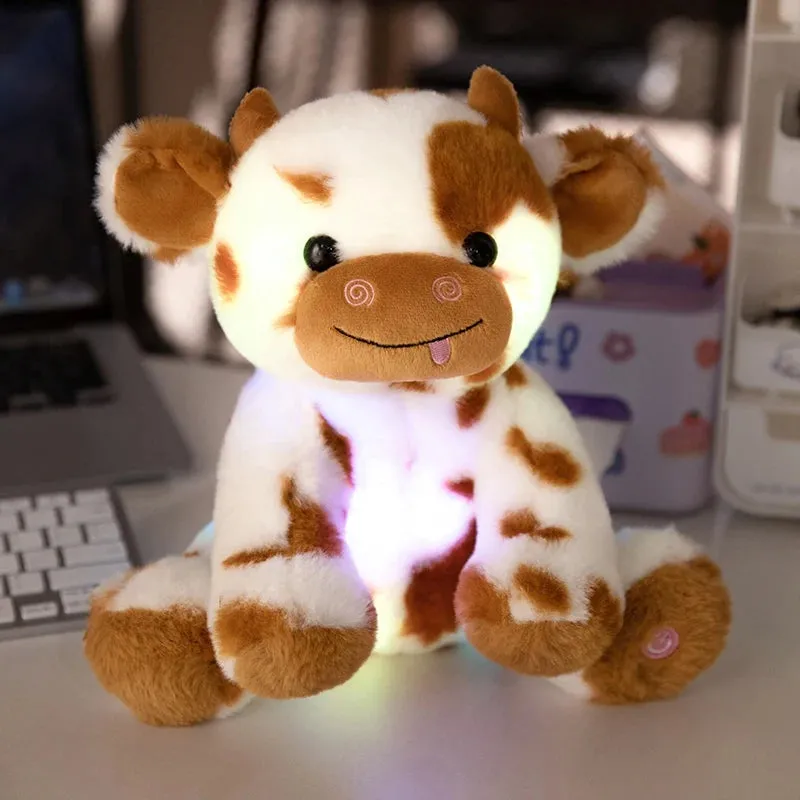 1pc 20/25cm Cute Luminous Cow Plush Pillow Toy Kawaii Dairy Cattle Dolls Stuffed Soft Colorful Glowing Cow Nice Birthday Gift