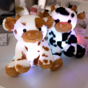 1pc 20/25cm Cute Luminous Cow Plush Pillow Toy Kawaii Dairy Cattle Dolls Stuffed Soft Colorful Glowing Cow Nice Birthday Gift