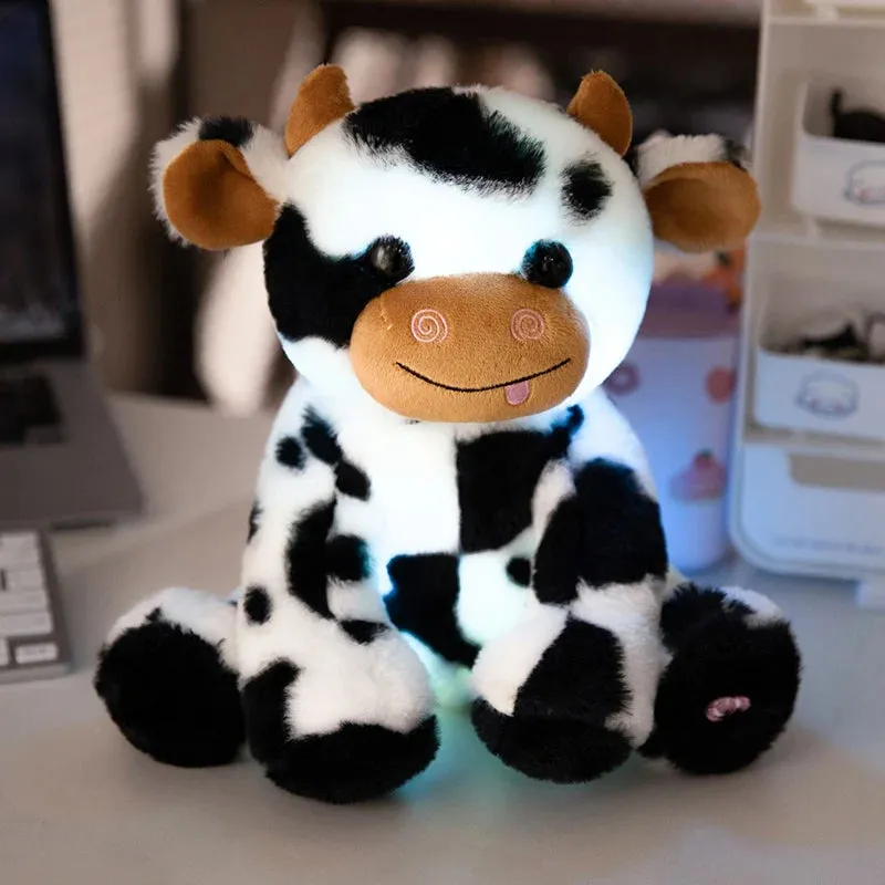 1pc 20/25cm Cute Luminous Cow Plush Pillow Toy Kawaii Dairy Cattle Dolls Stuffed Soft Colorful Glowing Cow Nice Birthday Gift