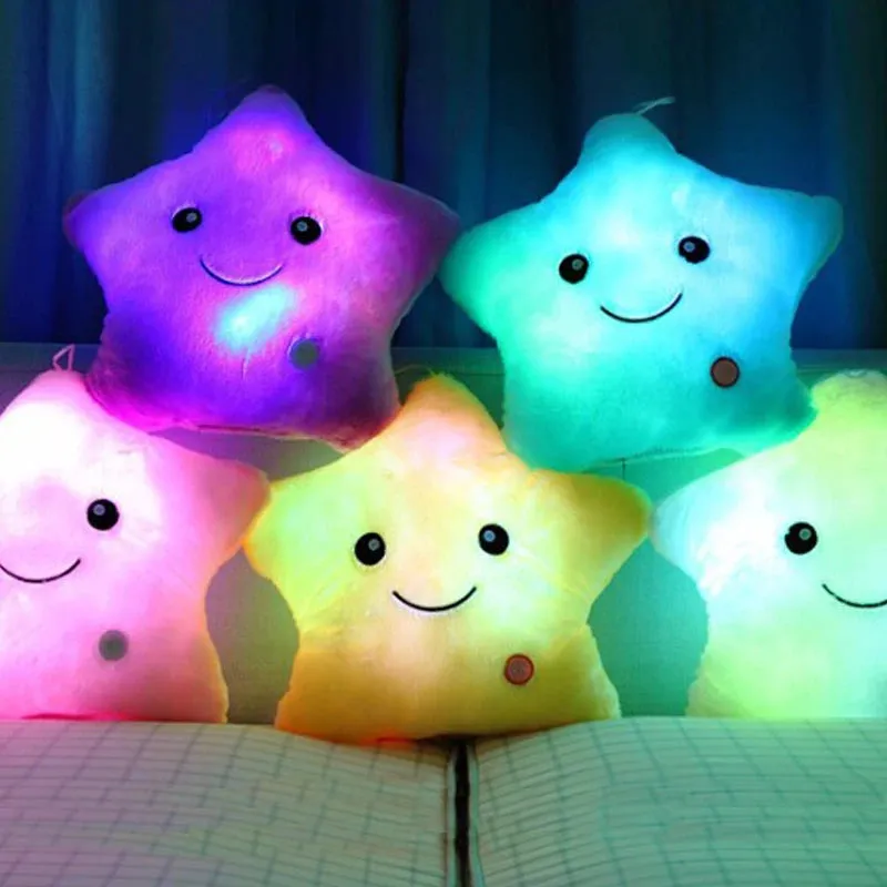 1pc 40*35 Star Pillow Luminous Pillow,Led Light Pillow,Plush Pillow, Hot Colorful Stars,Kids Toys,Birthday Gifts,Christmas Toys