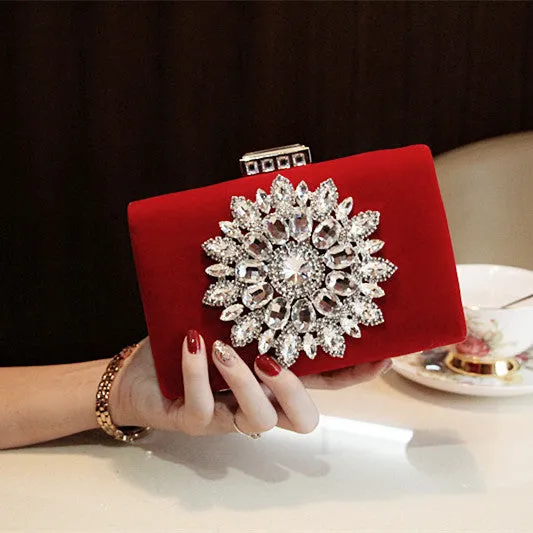 2017 New Single Side Sun Diamond Crystal Evening Bags Clutch Bag Hot Styling Day Clutches Lady Wedding woman bag Free Shipping