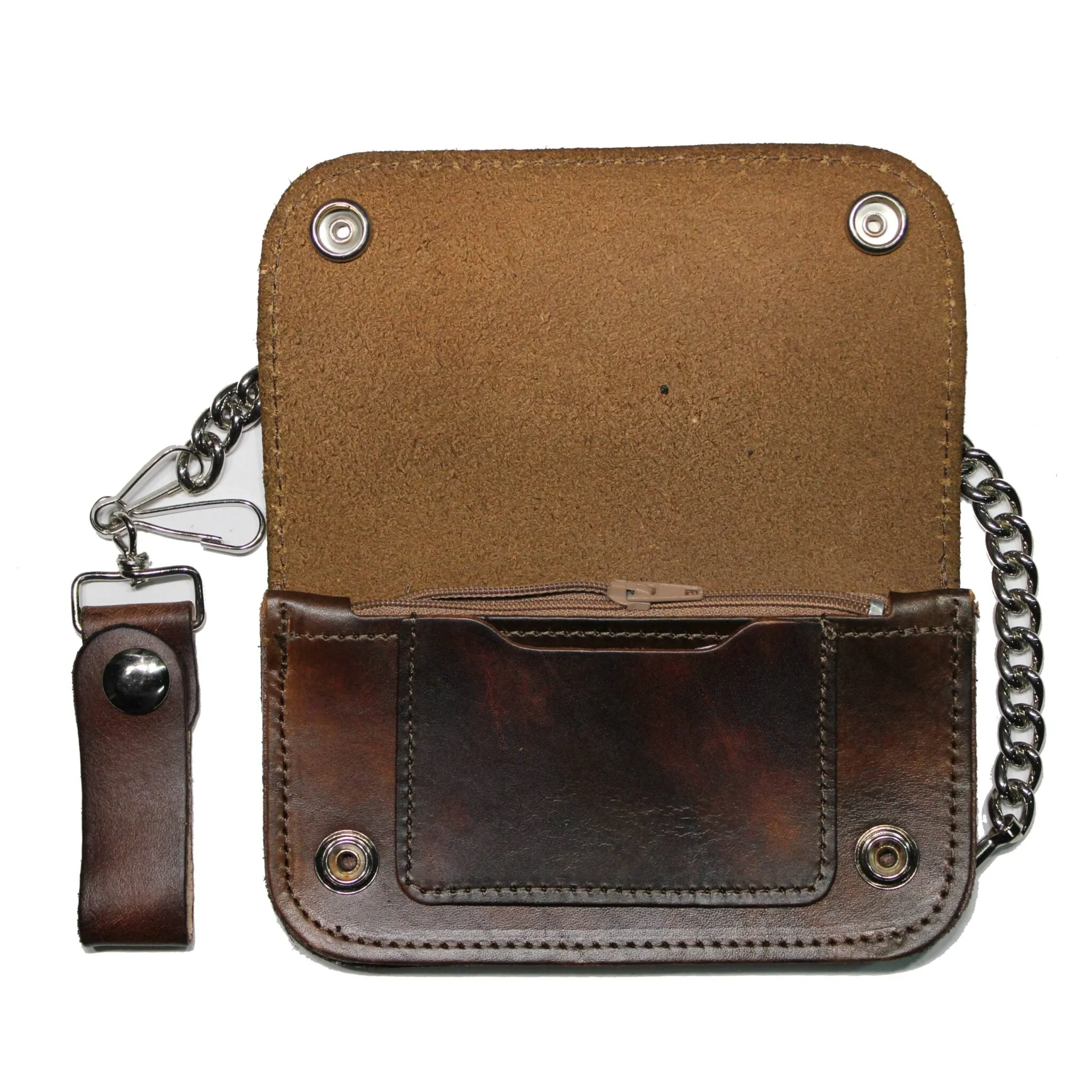 6” Los Angeles Antique Leather Wallet w/ Chain