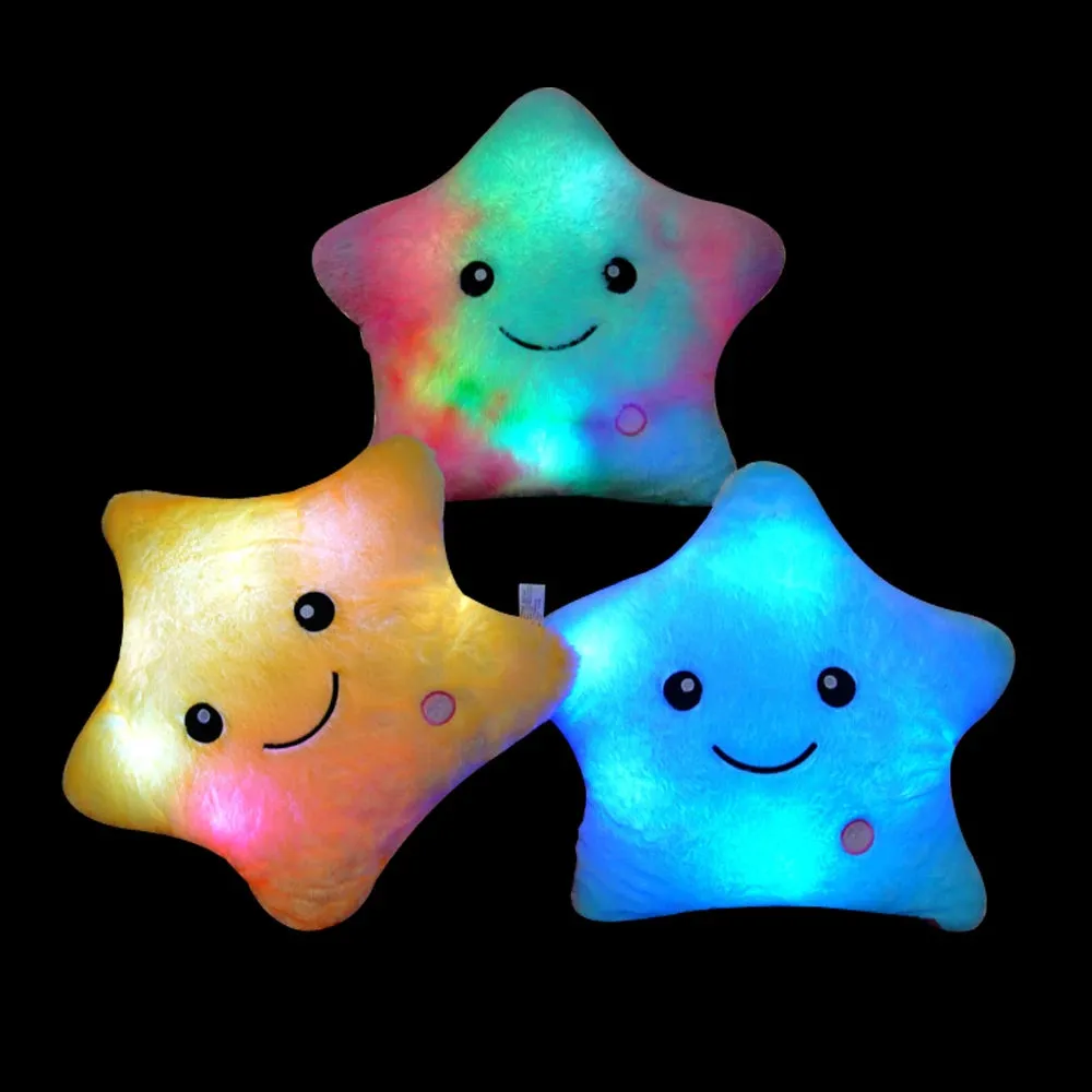 About 20CM Creative Luminous Star Plush Toys Lovely Glowing Colorful Stars Plushie Doll Led Light Toys for Children Girlfriend