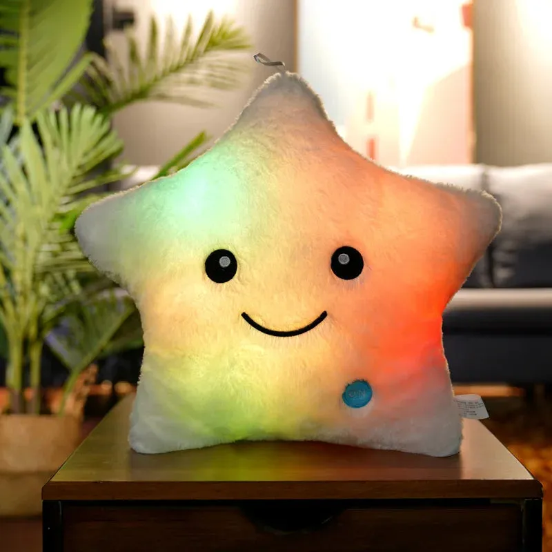 About 20CM Creative Luminous Star Plush Toys Lovely Glowing Colorful Stars Plushie Doll Led Light Toys for Children Girlfriend