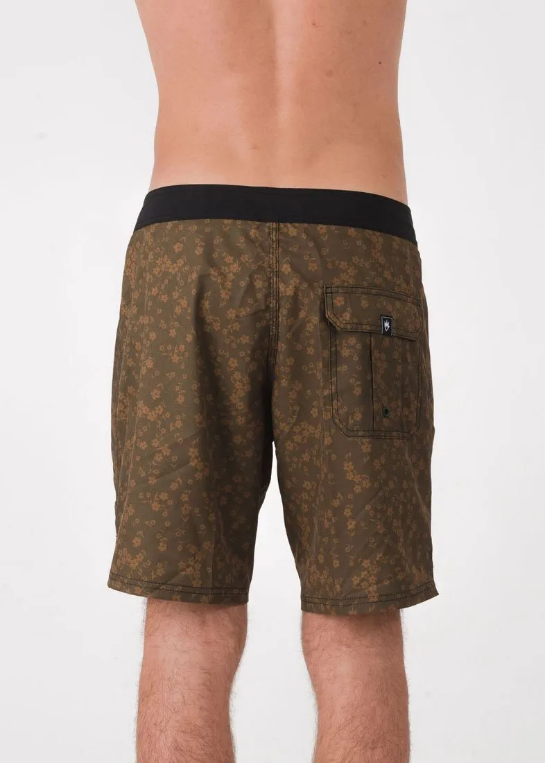 Afends Mens Blood Rose - Fixed Waist Boardshort