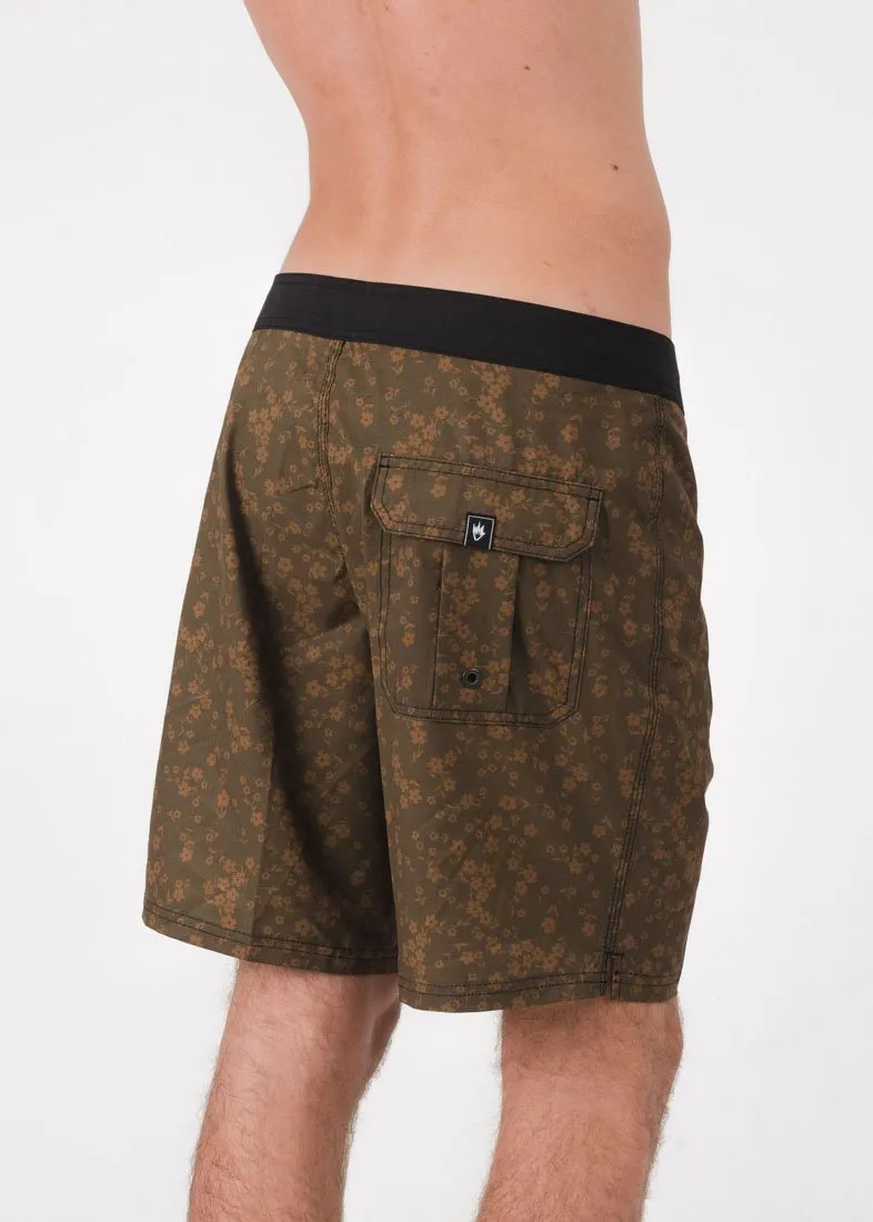 Afends Mens Blood Rose - Fixed Waist Boardshort