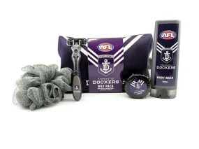 AFL Toiletry Gift Set - Fremantle Dockers - Bag Body Wash Razor Soap Loofah