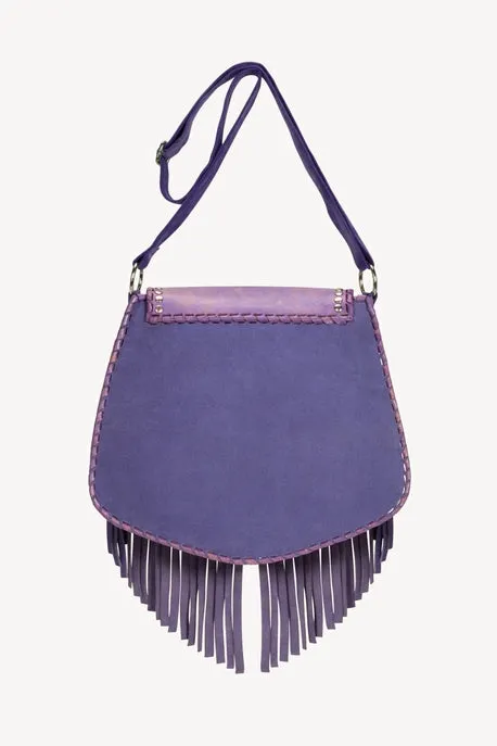 Akaora Rose Hand Painted Leather Shoulder Bag-Fringed Leather Bag