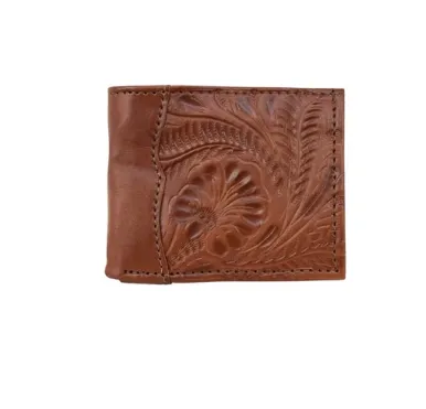 American West Men's Collection: Leather Bi-Fold Western Wallet Tooled