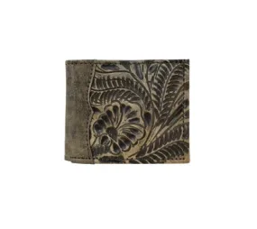 American West Men's Collection: Leather Bi-Fold Western Wallet Tooled