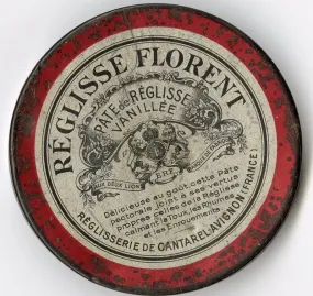 Antique, French REGLISSE FLORENT Vanilla Licorice Medicinal Paste TIN, EMPTY