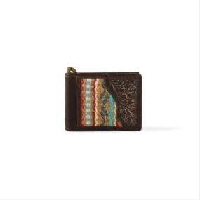 Ariat Tooled Rug Brown Money Clip Wallet