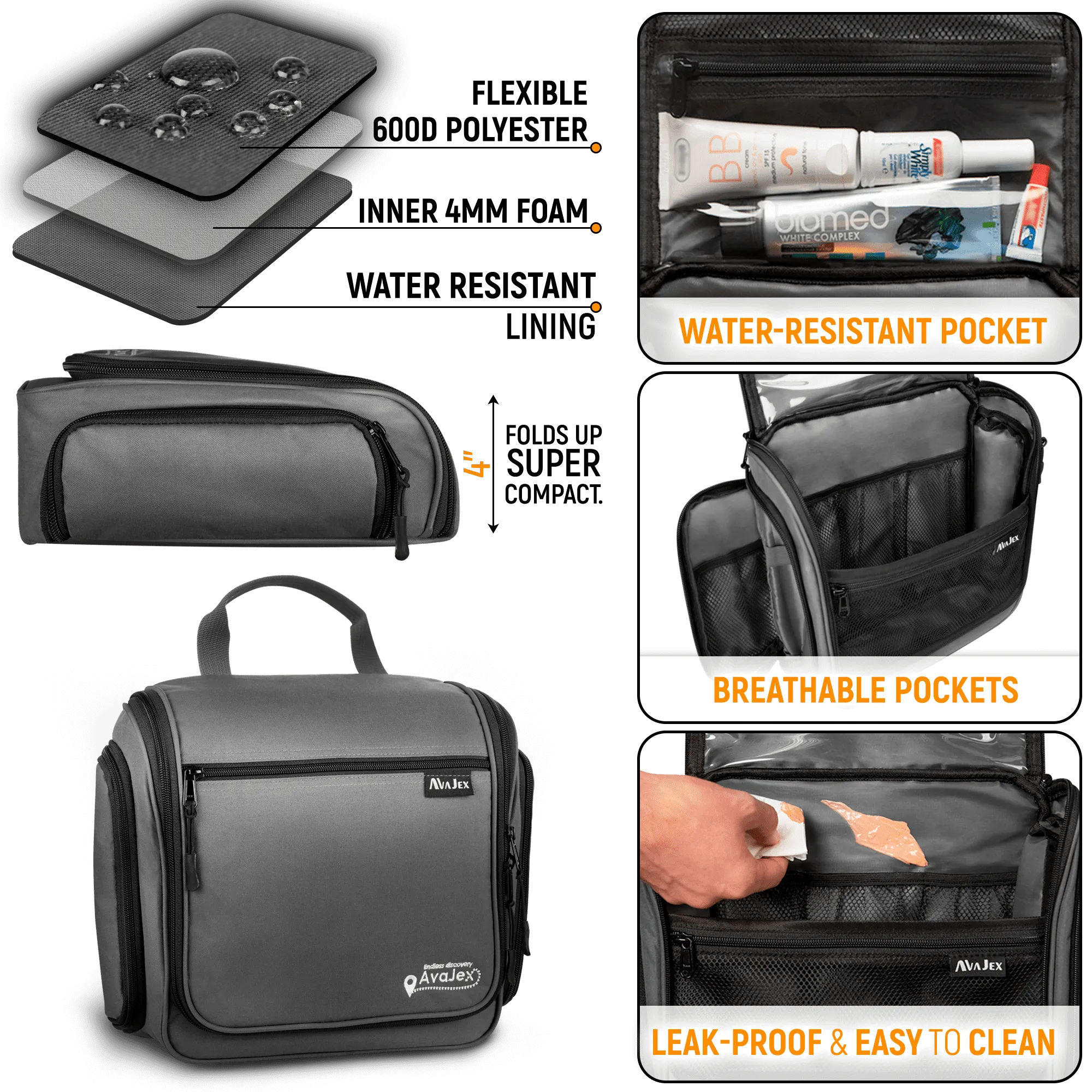 AvaJex Large Travel Toiletry Bag