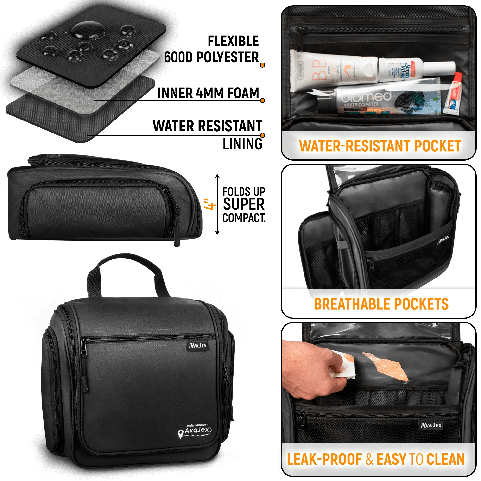 AvaJex Large Travel Toiletry Bag