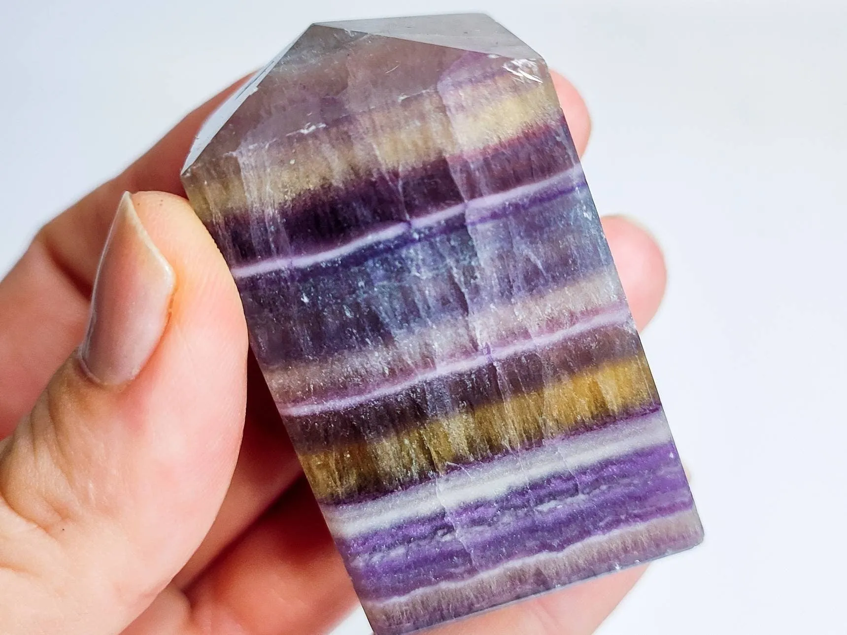 Banded Rainbow Fluorite Crystal Specimen