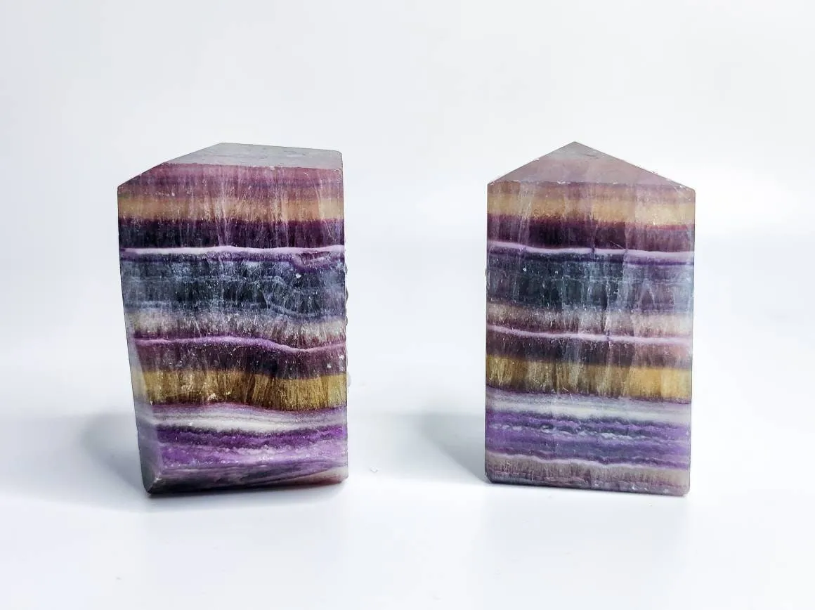 Banded Rainbow Fluorite Crystal Specimen