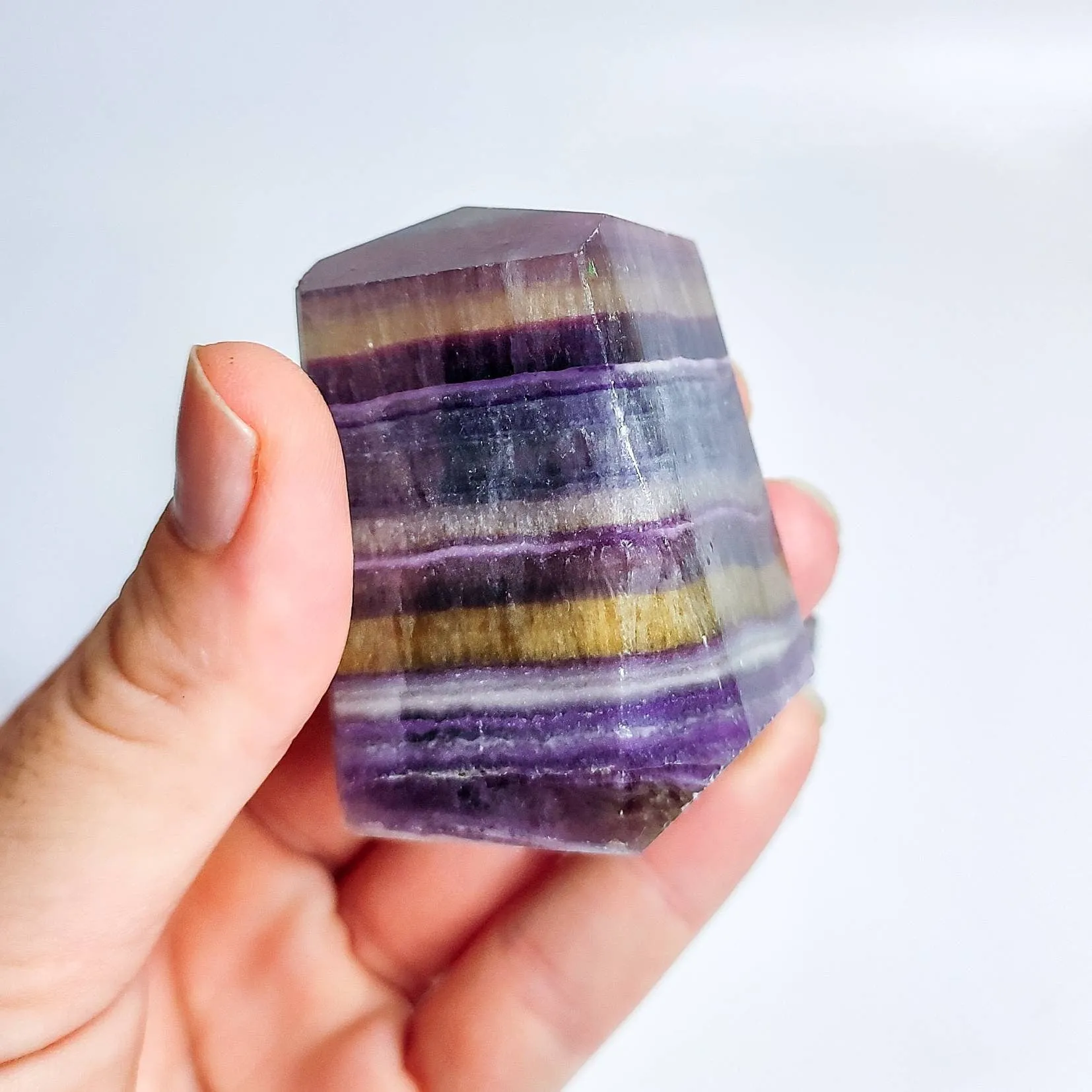 Banded Rainbow Fluorite Crystal Specimen