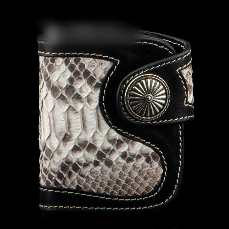 Biker Chain Wallet Handmade Leather Wallet Biker Wallet Snake Skin Wallet Cool Wallets for Men