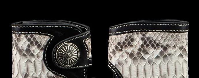 Biker Chain Wallet Handmade Leather Wallet Biker Wallet Snake Skin Wallet Cool Wallets for Men