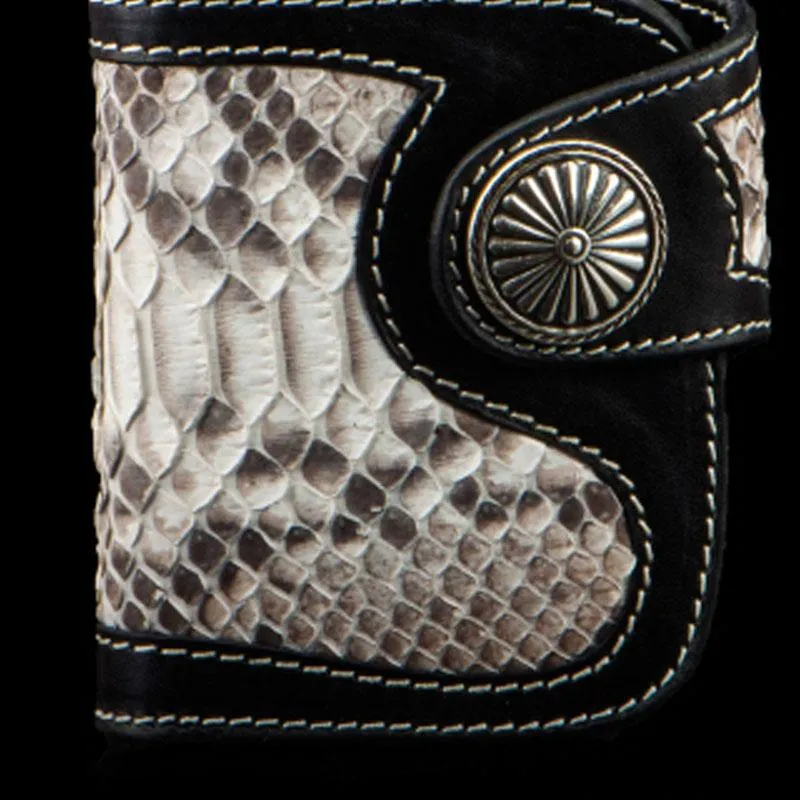 Biker Chain Wallet Handmade Leather Wallet Biker Wallet Snake Skin Wallet Cool Wallets for Men