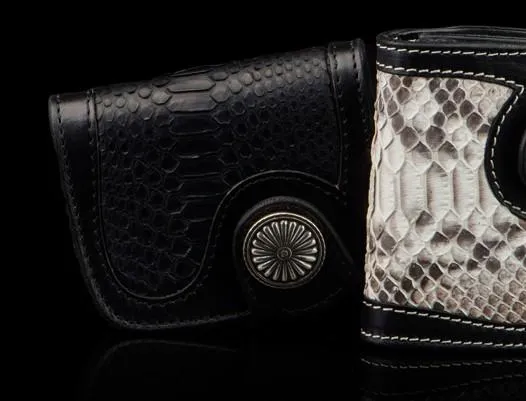 Biker Chain Wallet Handmade Leather Wallet Biker Wallet Snake Skin Wallet Cool Wallets for Men