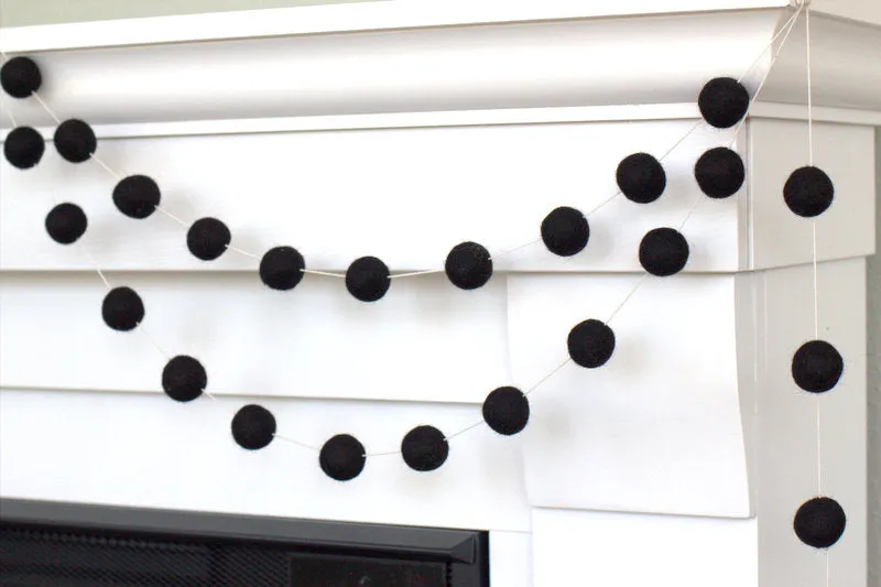 Black Felt Ball Garland