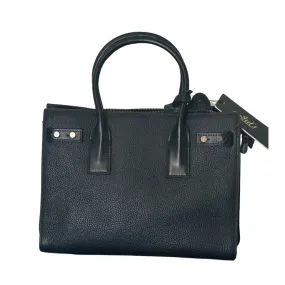 Black Large Leather Tote Bag with Stitch Detail