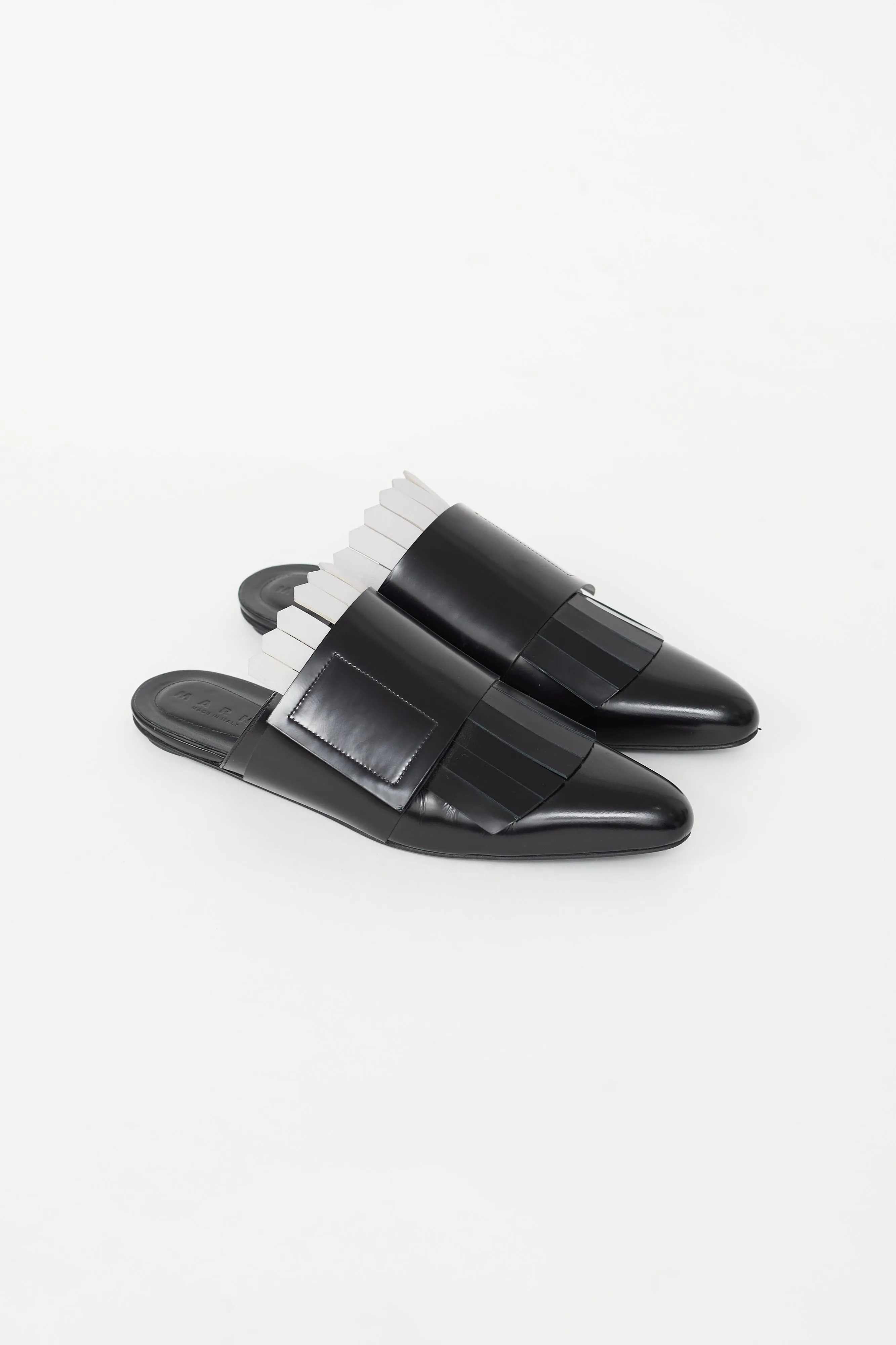 Black Leather Oxford Slide