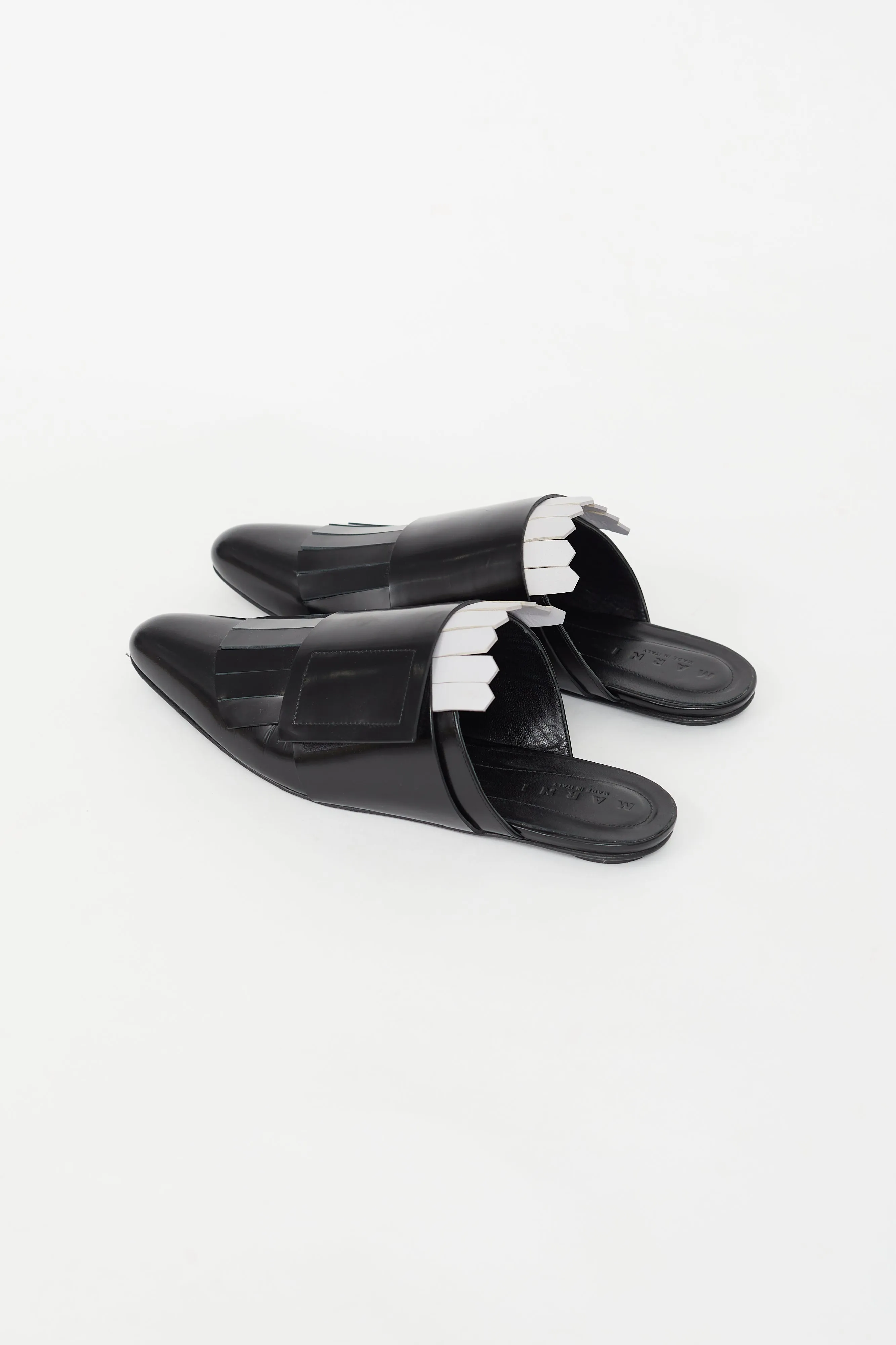 Black Leather Oxford Slide