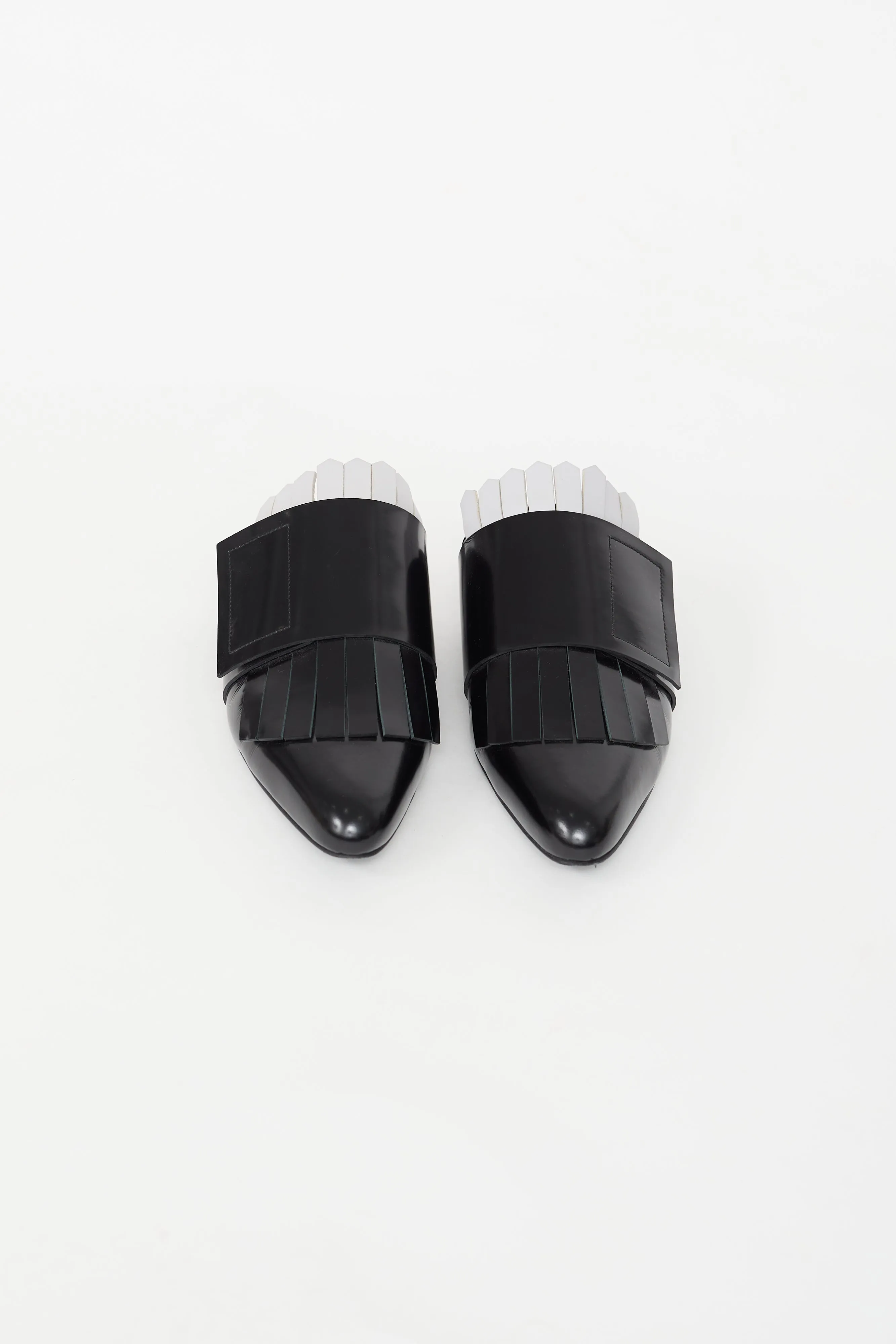 Black Leather Oxford Slide