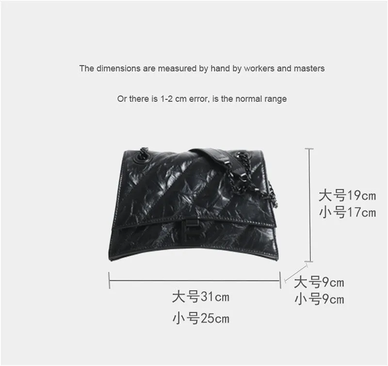 Black Quilted Calfskin Leather Shoulder  Cross Body Bag