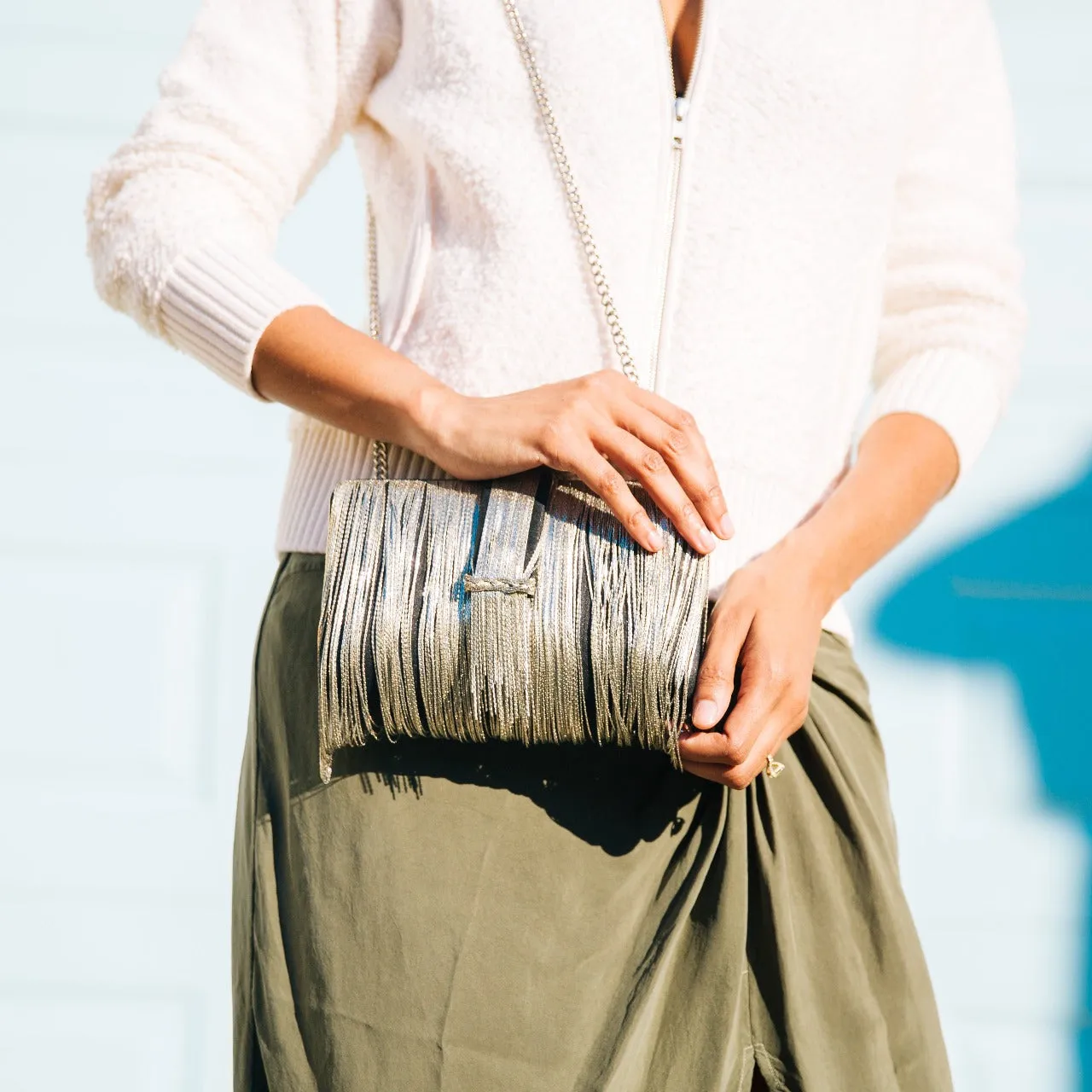 Black Silver Chunky Clutch