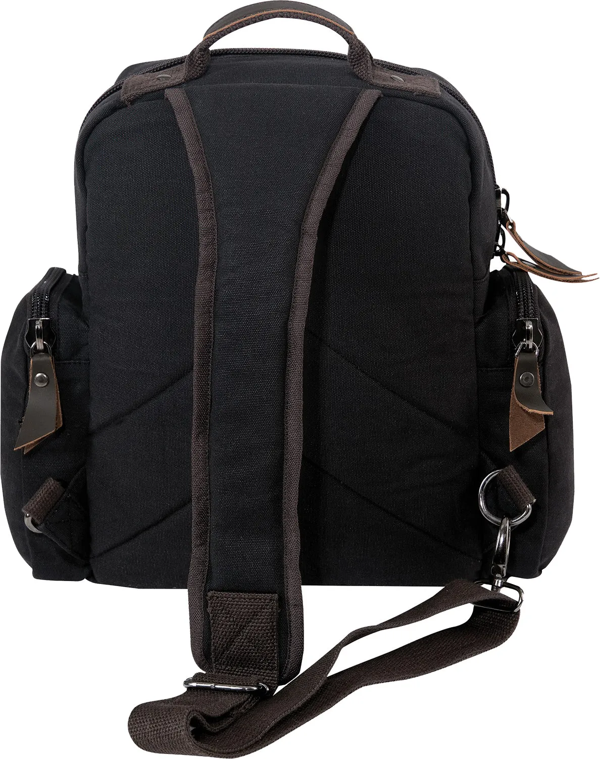 Black Vintage Canvas Sling Backpack