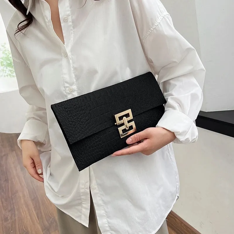 Black White Khaki Felt Solid Color Clutches