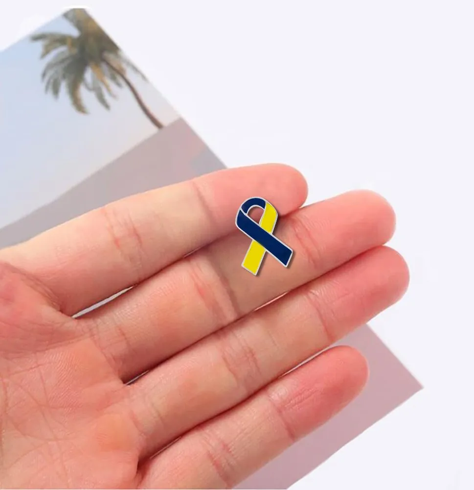 Blue & Yellow Ribbon Awareness Pins