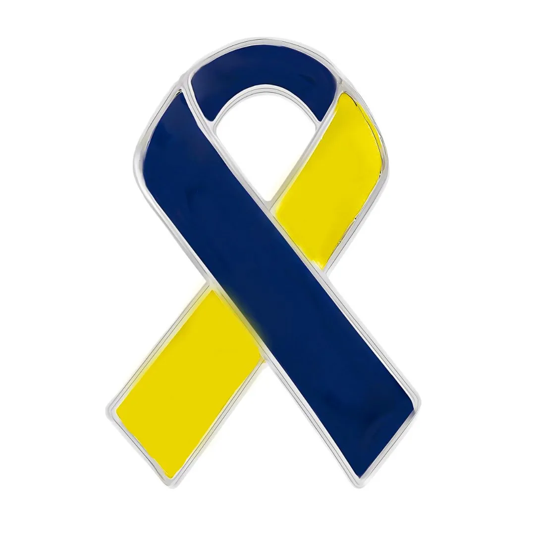 Blue & Yellow Ribbon Awareness Pins