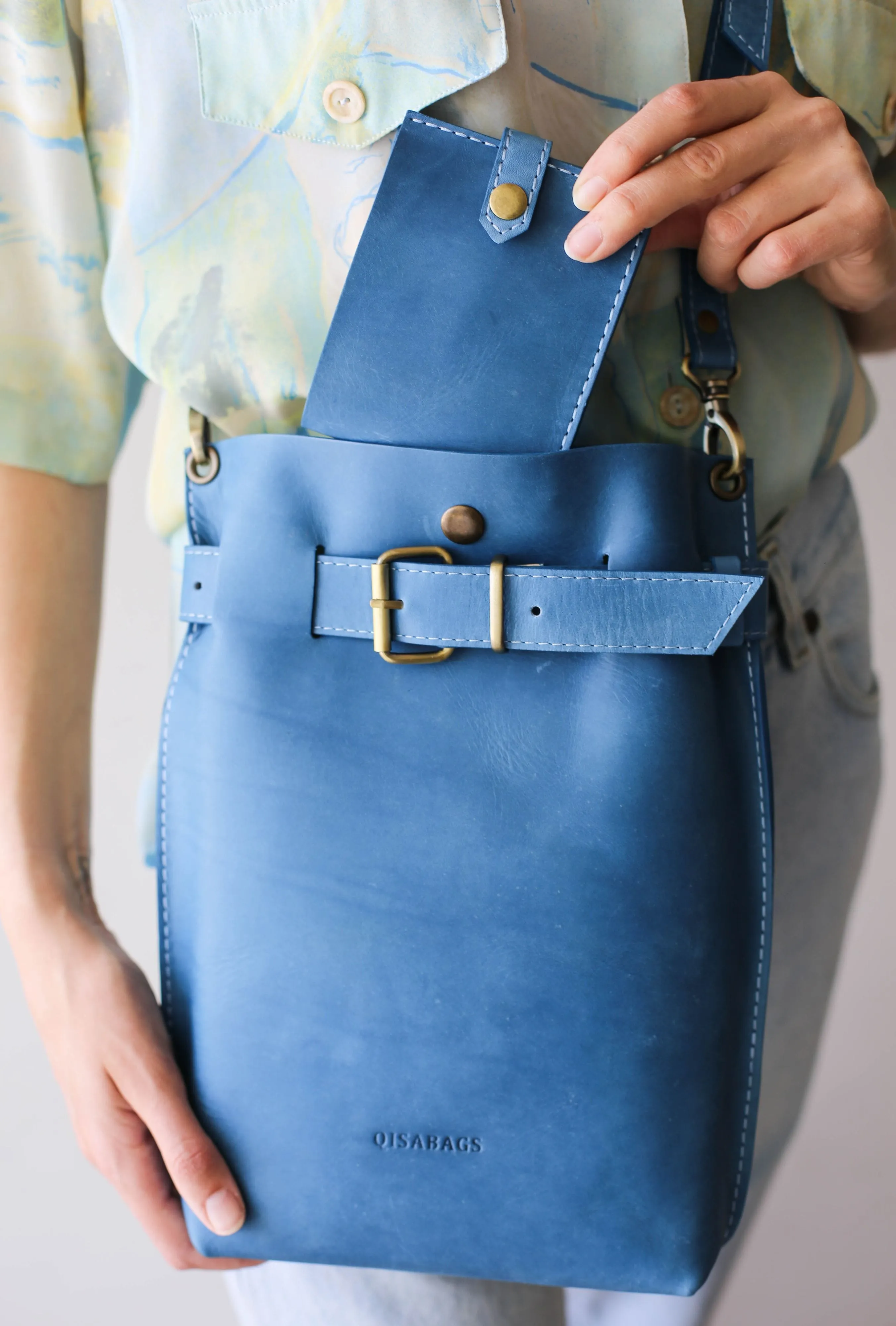 Blue Leather Bag