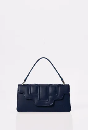 Blue Leather Crossbody Flap Bag 'Hilda'