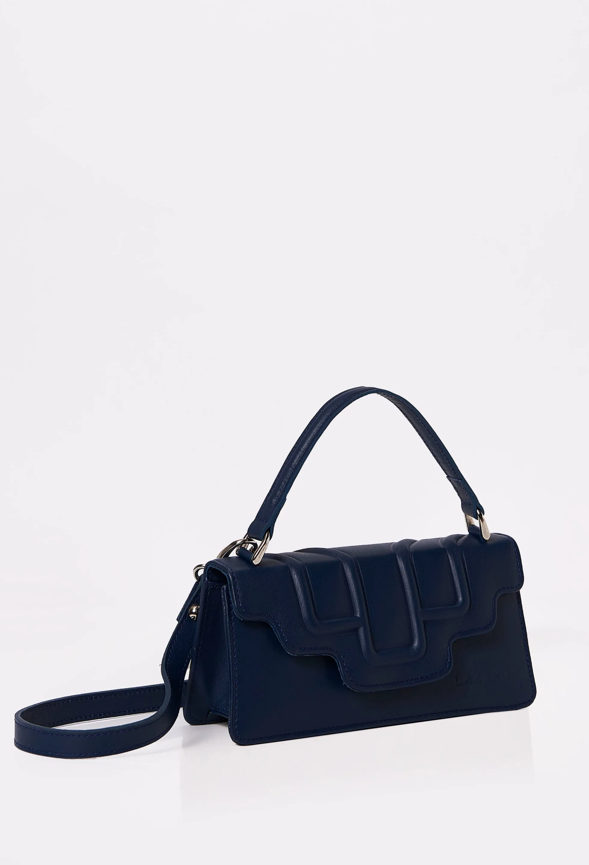 Blue Leather Crossbody Flap Bag 'Hilda'