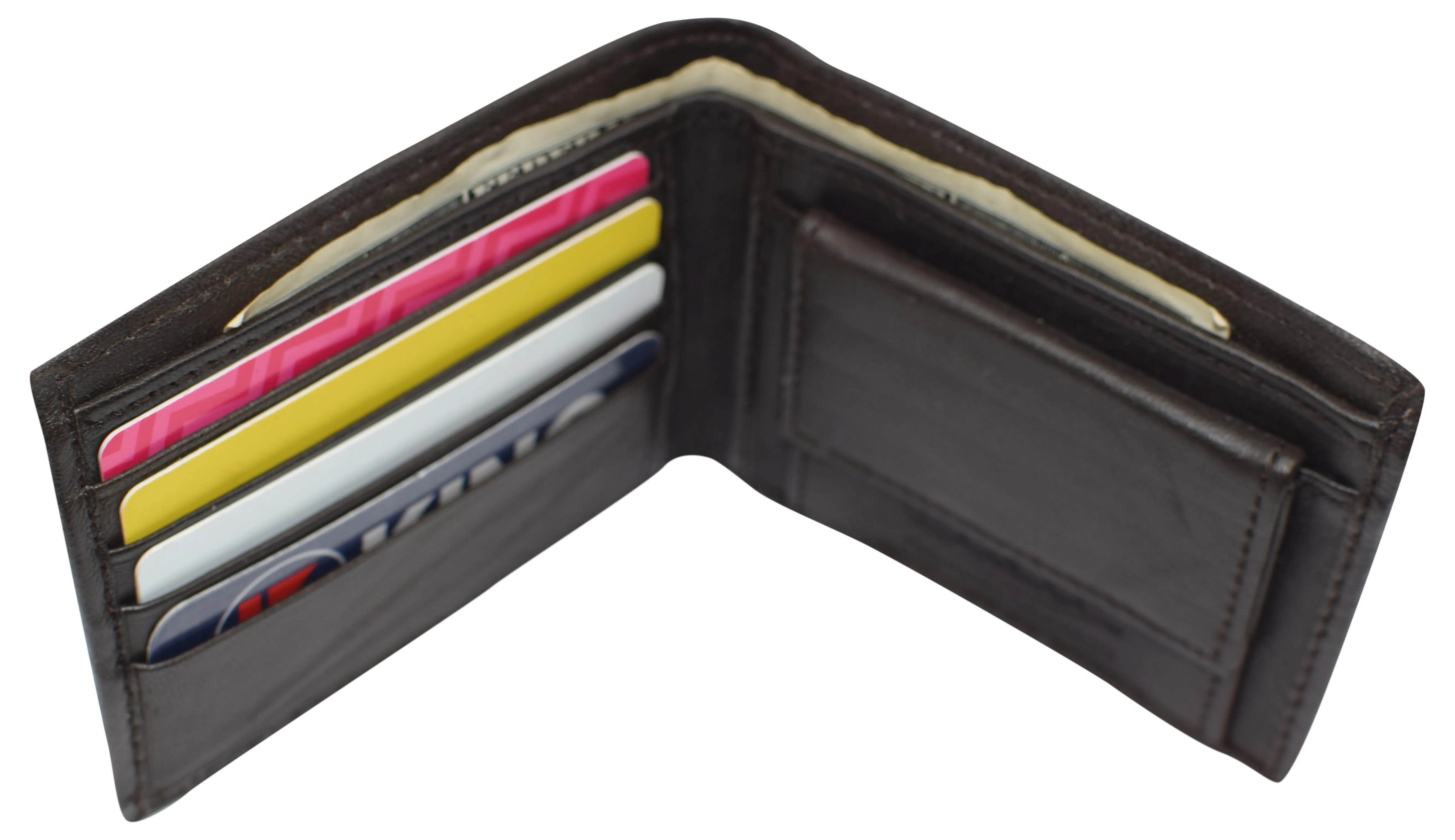 Boys Slim Compact Card and Coin Pocket Bifold Leather Wallet K600