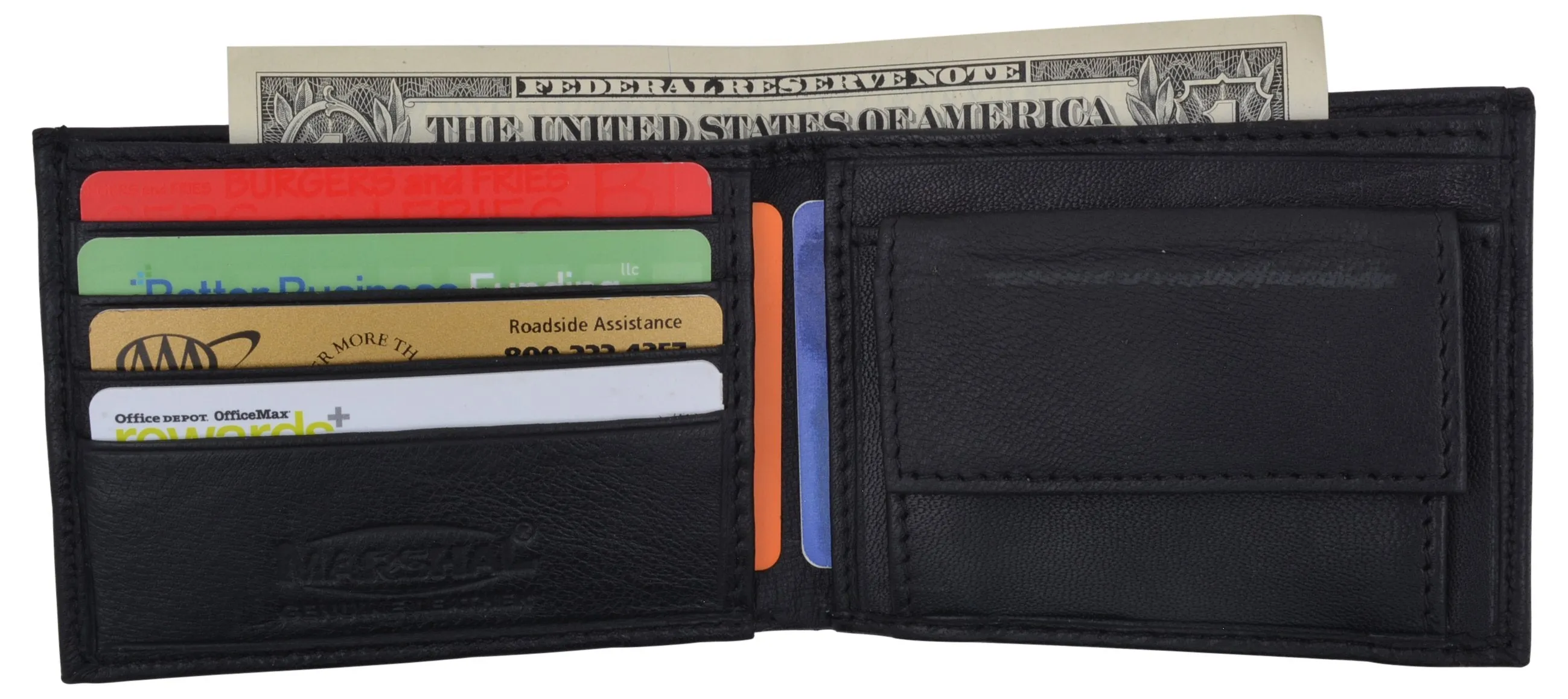 Boys Slim Compact Card and Coin Pocket Bifold Leather Wallet K600