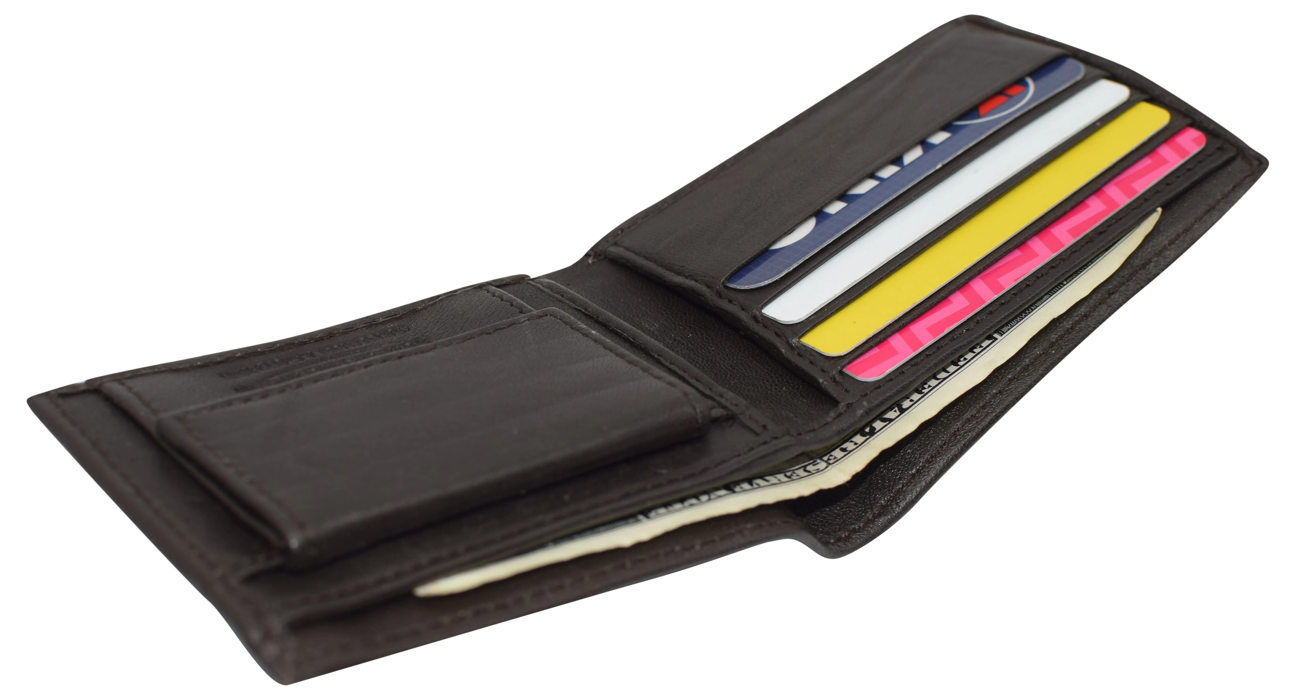 Boys Slim Compact Card and Coin Pocket Bifold Leather Wallet K600