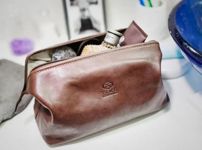 Brown Leather Toiletry Bag