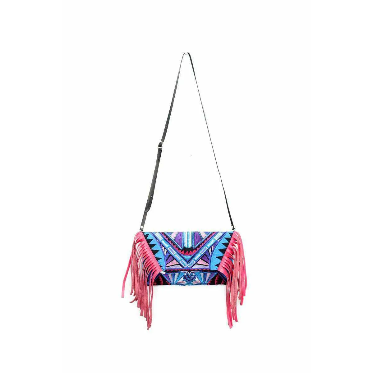 BUNDLE: 5 Piece Embroidery & Leather Fringe Crossbody Bag - Thailand