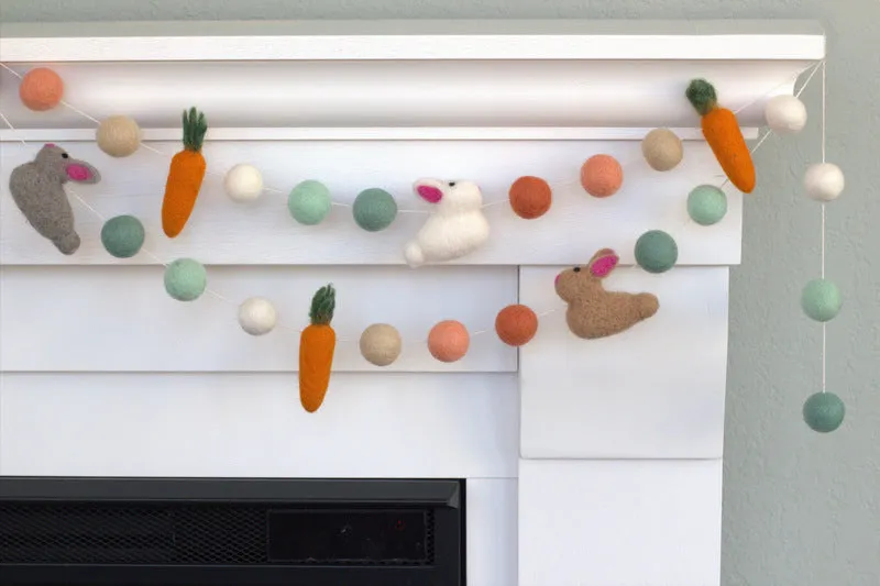 Bunny & Carrot Easter Garland- Teals & Peaches