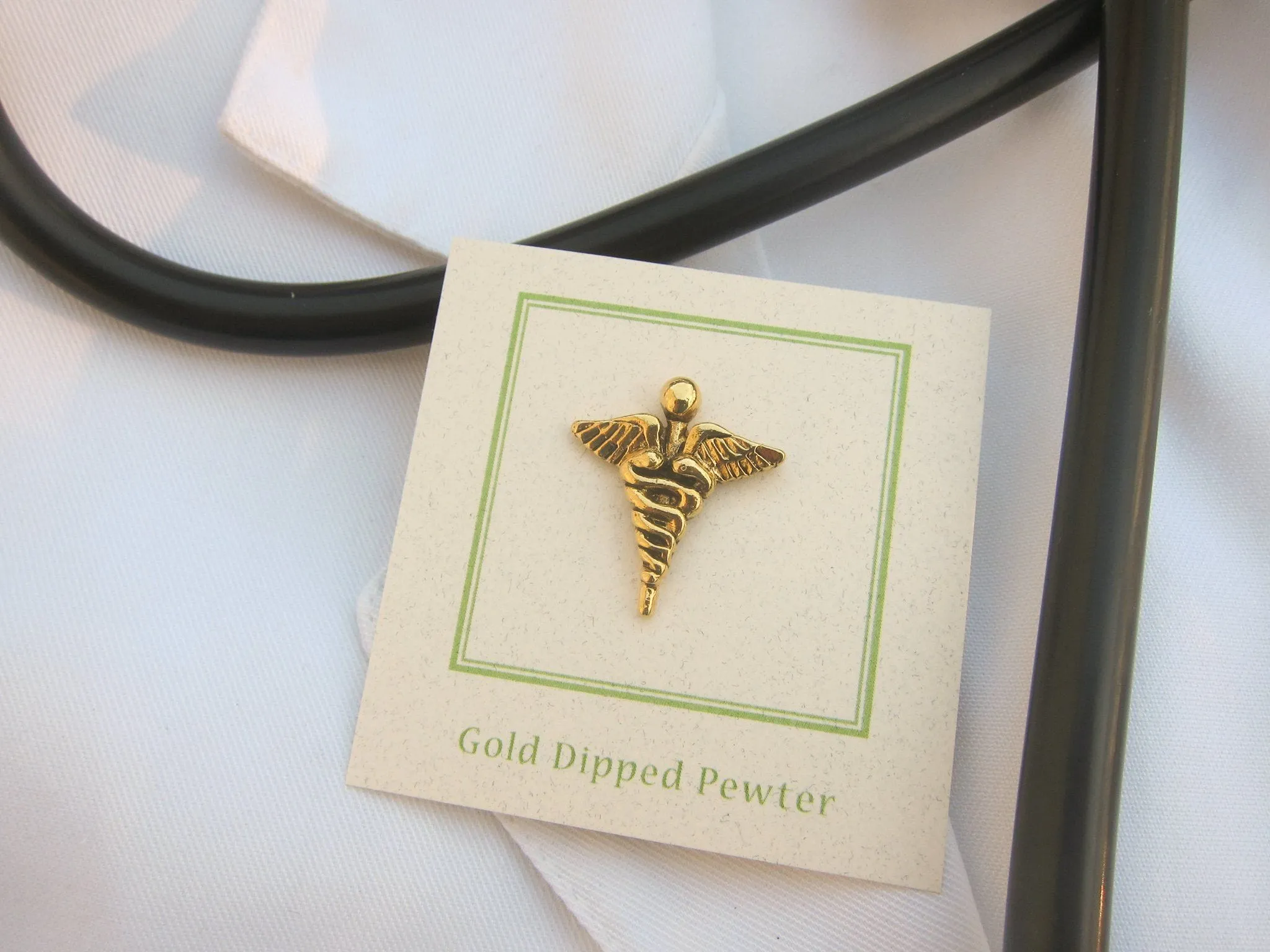 Caduceus Gold Lapel Pin